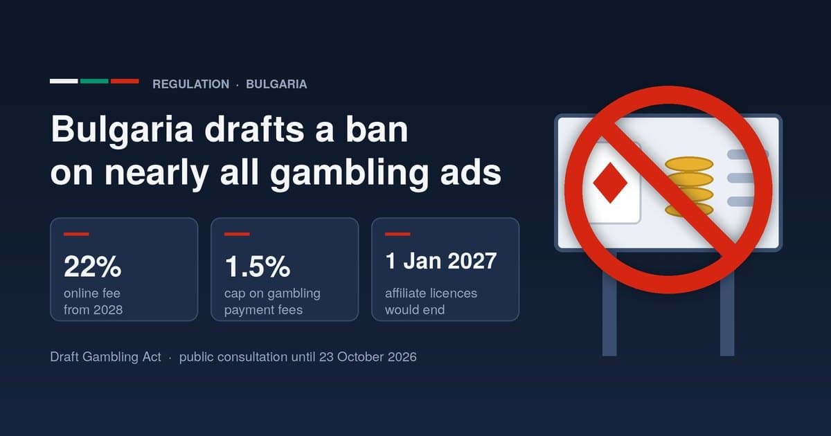 Bulgaria Drafts Near-Total Gambling Ad Ban, Higher Online Fees and End of Affiliate Licences