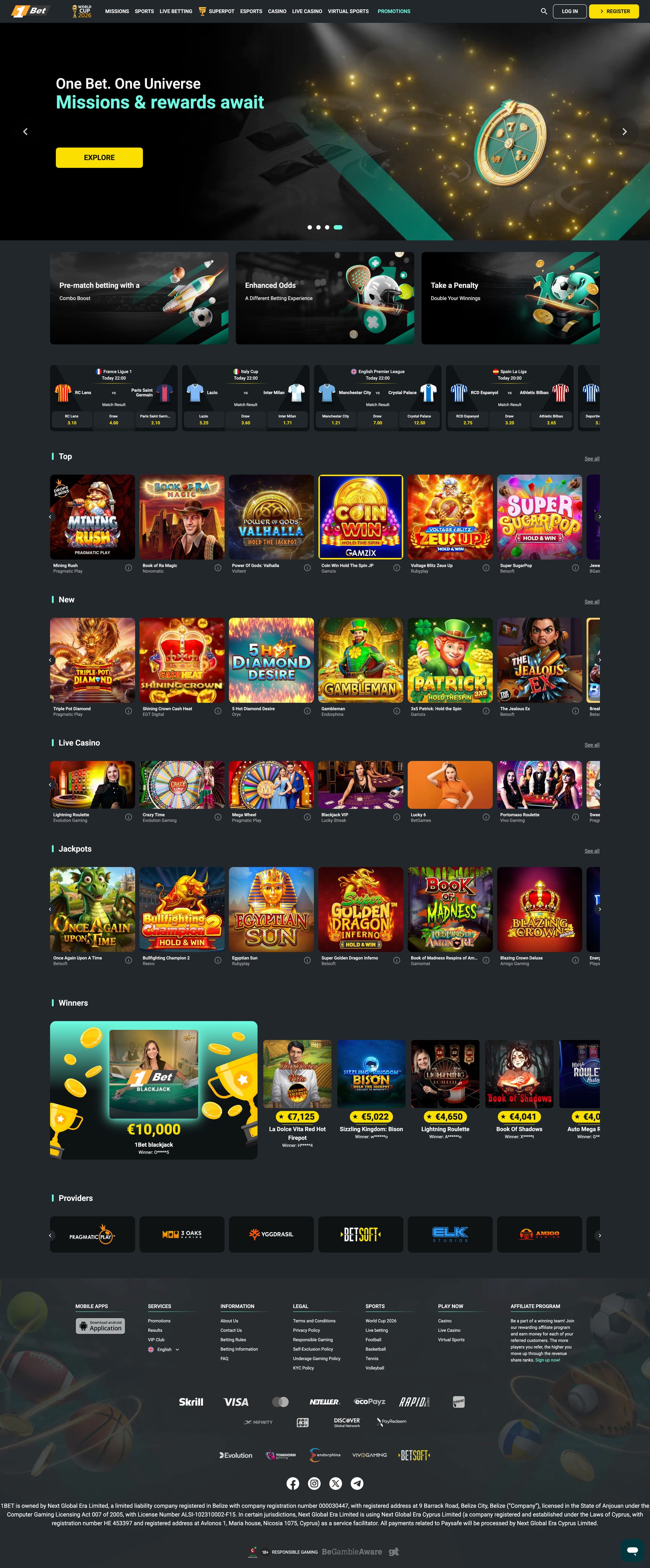 1Bet Casino screenshot