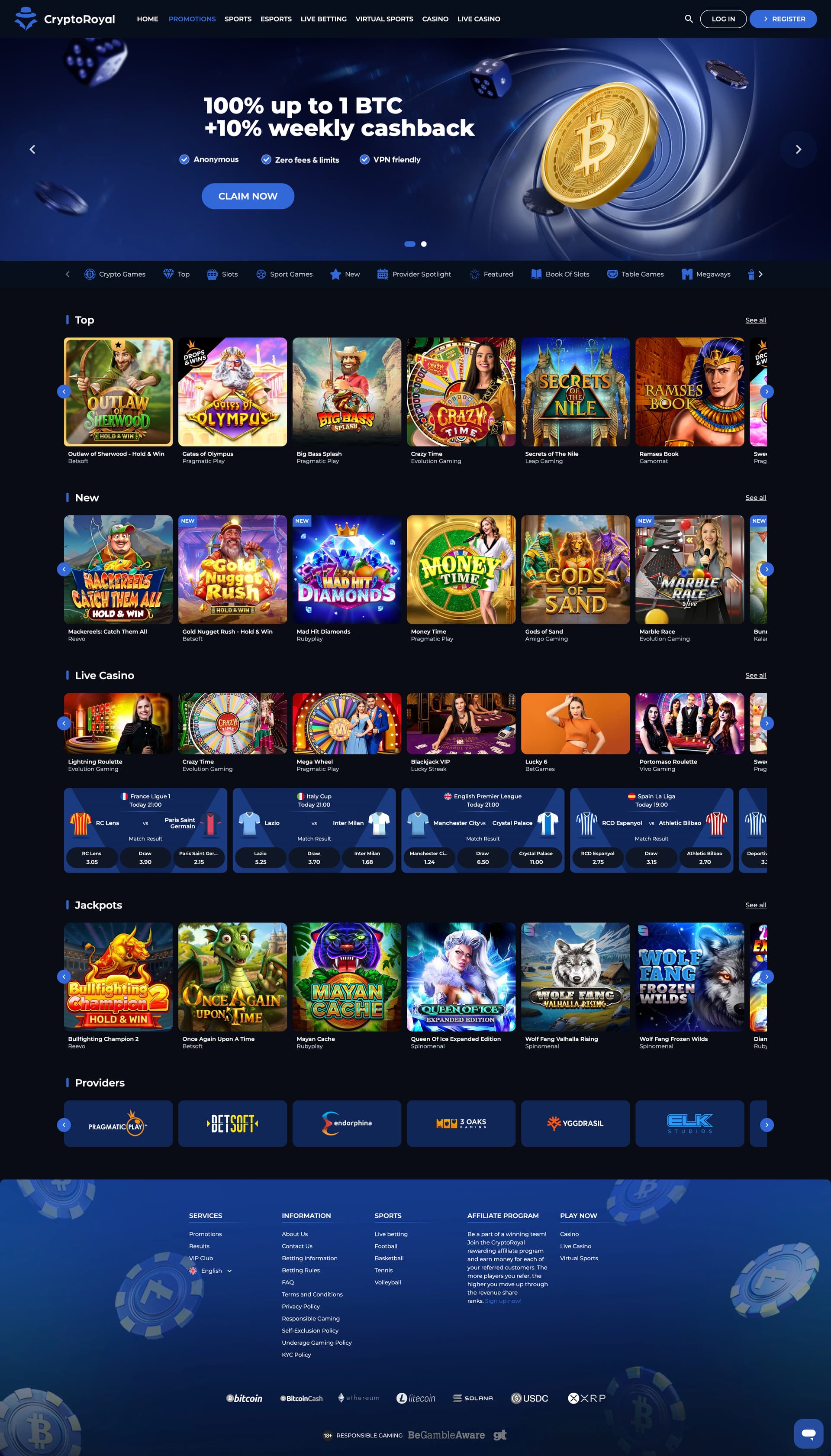 CryptoRoyal Casino screenshot