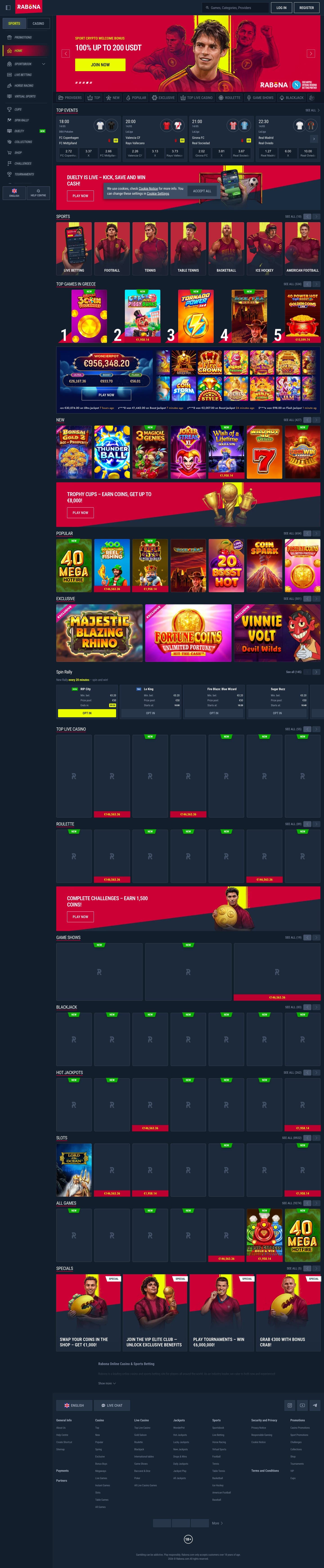 Rabona Casino screenshot
