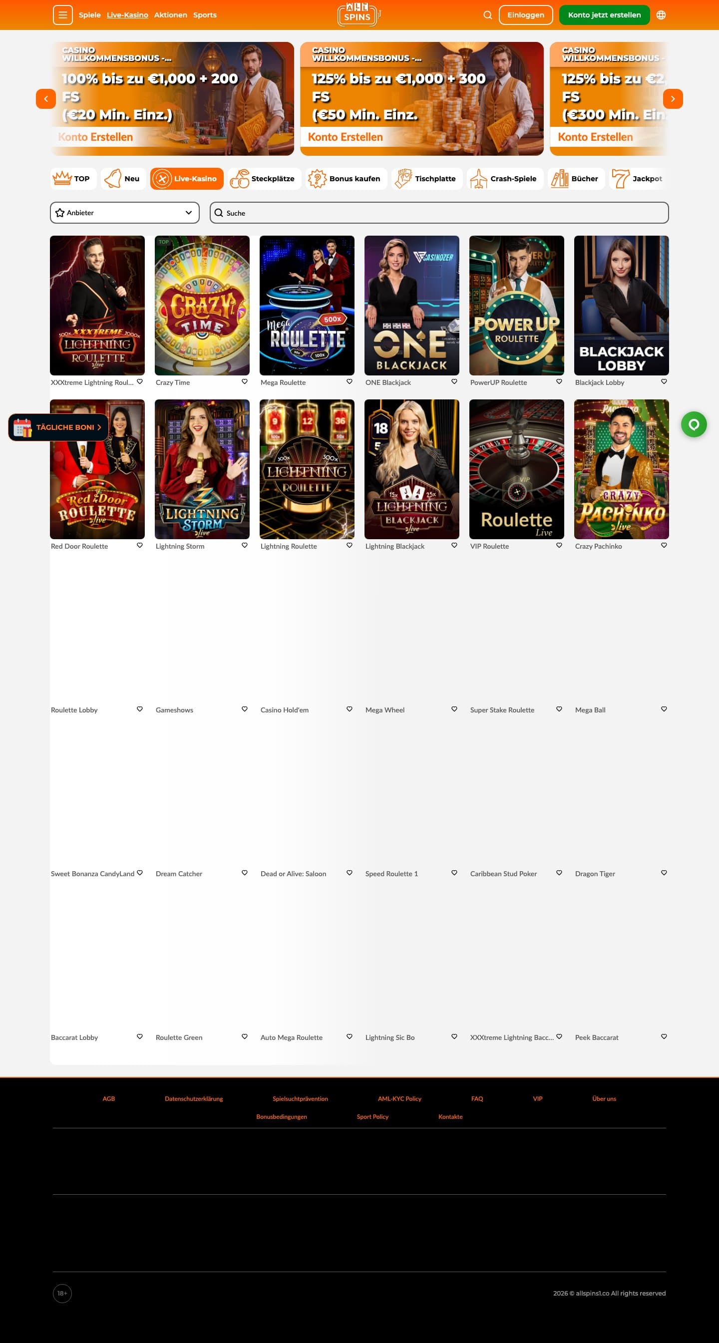 AllSpins Casino screenshot
