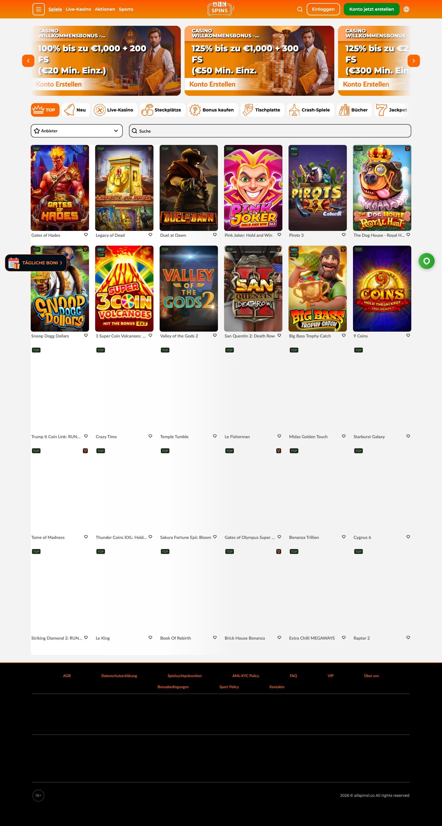 AllSpins Casino screenshot