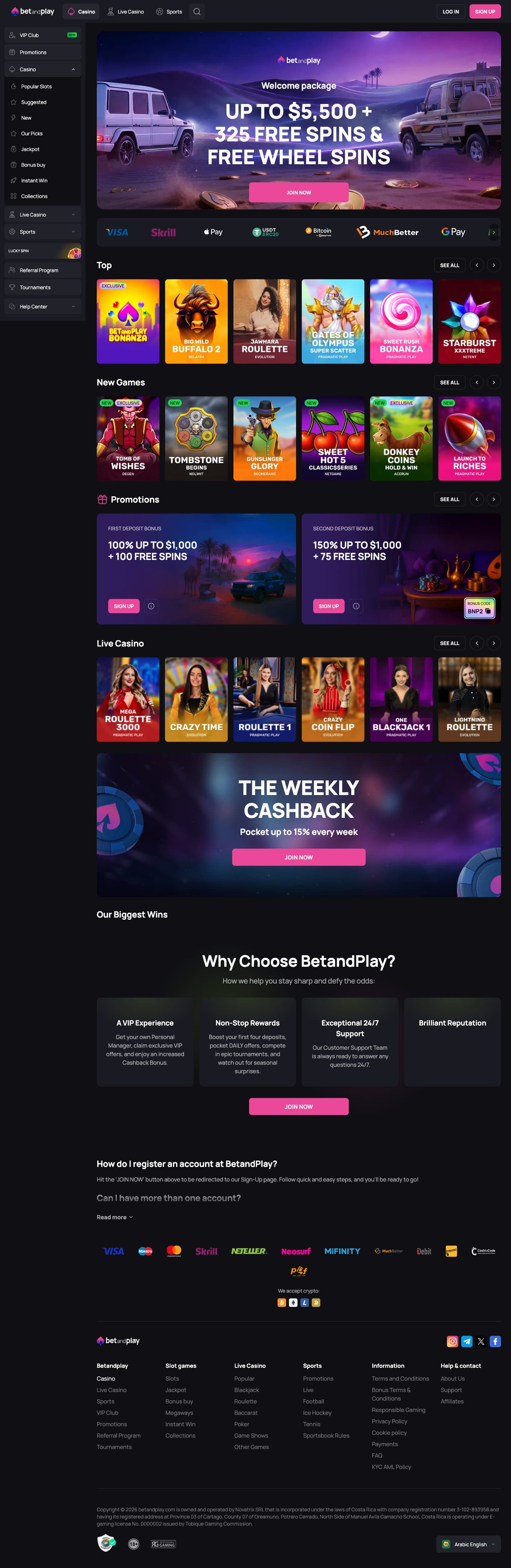 Betandplay Casino screenshot