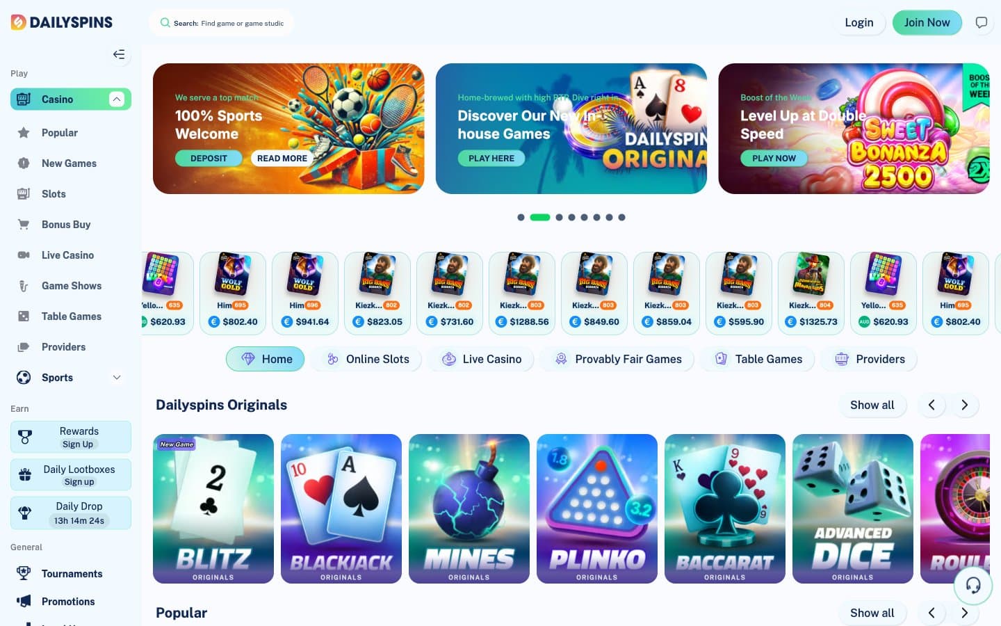 Dailyspins Casino screenshot