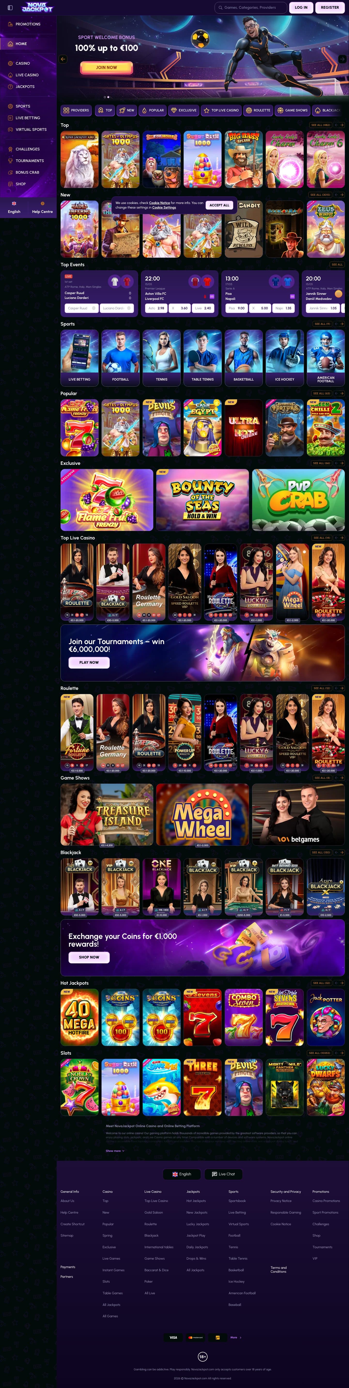 NovaJackpot Casino screenshot