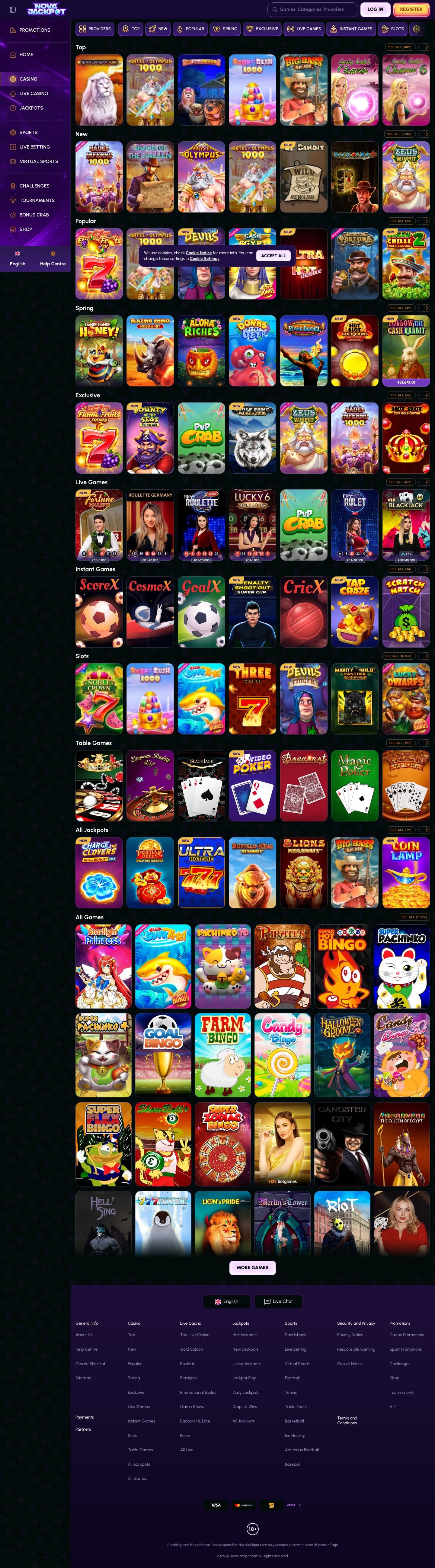 NovaJackpot Casino screenshot