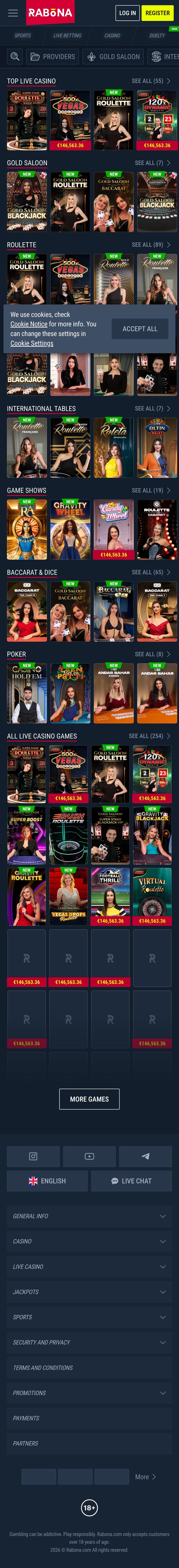Rabona Casino screenshot