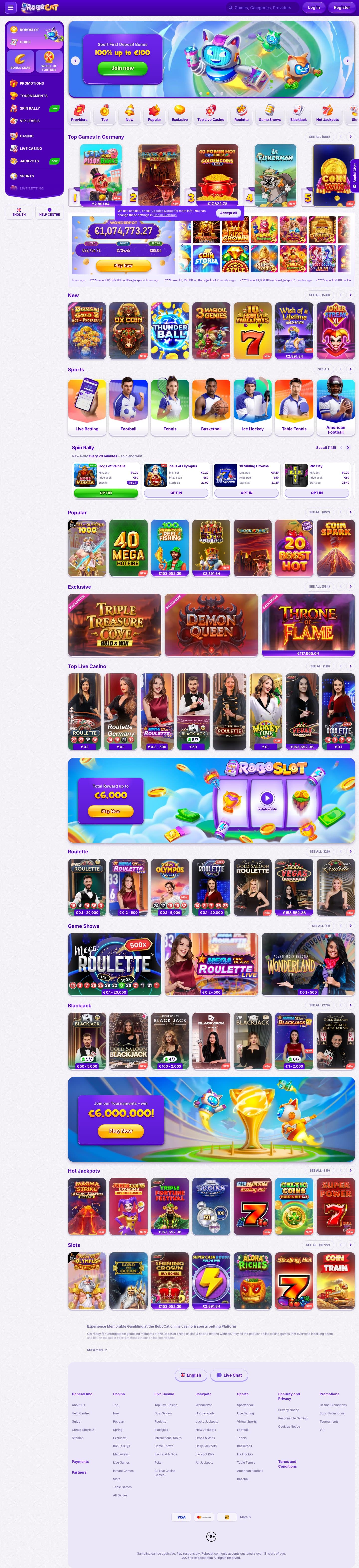 RoboCat Casino screenshot