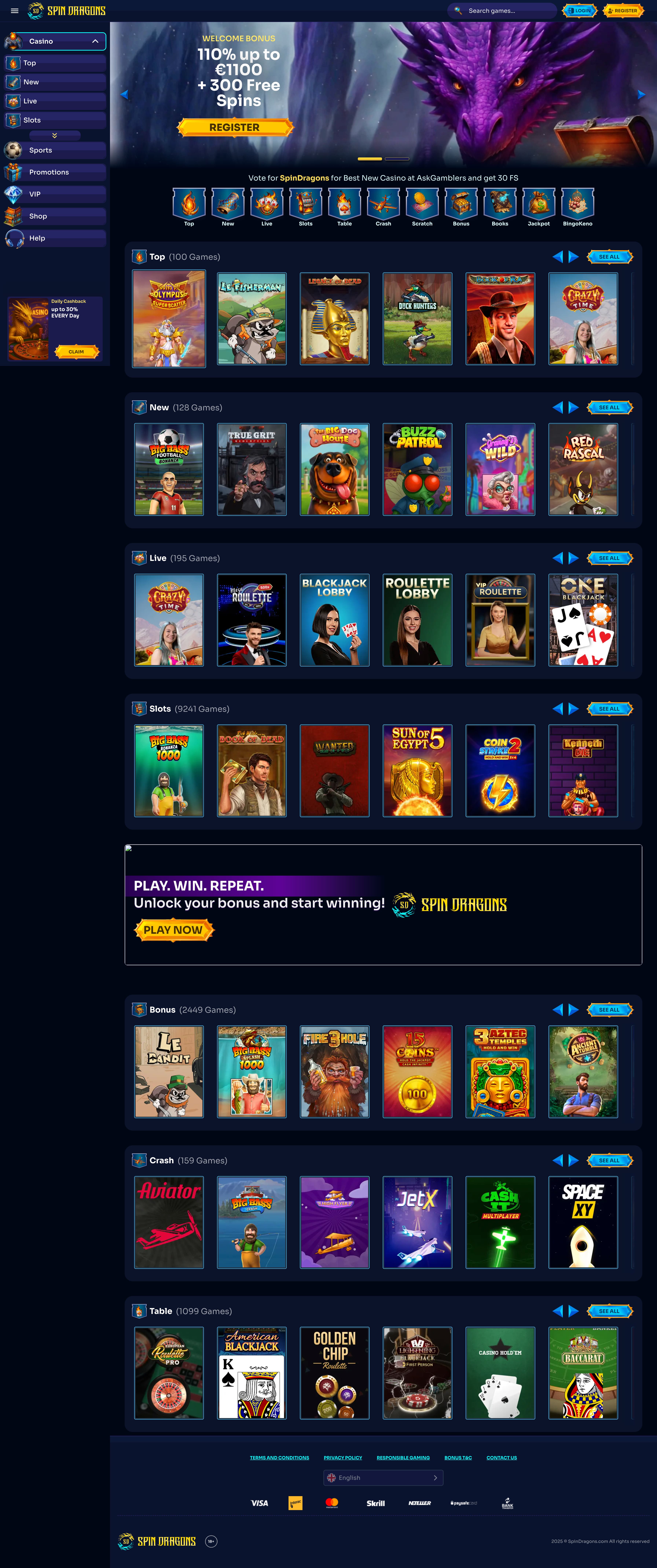 SpinDragons Casino screenshot